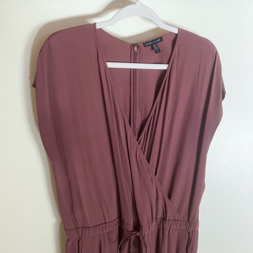 Eileen Fisher Salmon Rust Wrap Elastic Waist Sleeveless Cropped Jumpsuit - Picture 3 of 10